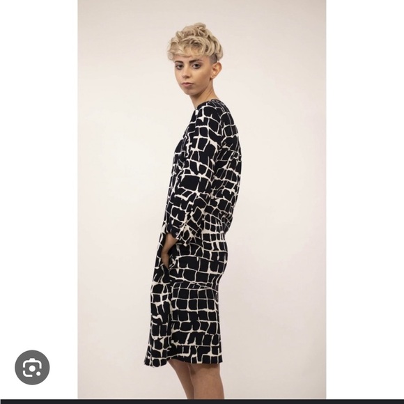 MAX MARA STUDIO - CROCO STYLE PRINTED DRESS DESTINO - WHITE/BLUE - Picture 2 of 10